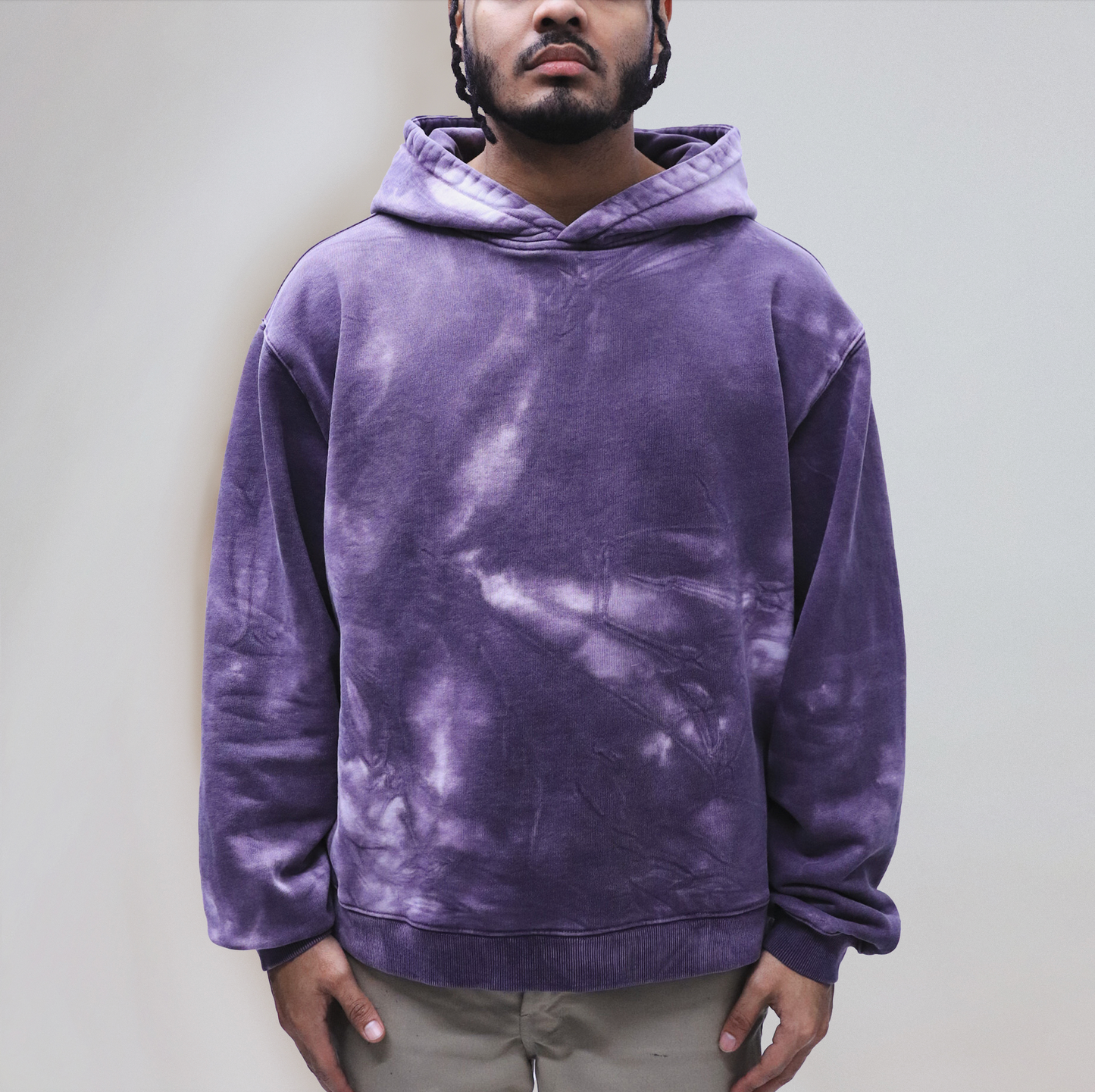 Signature Cropped Side Pocket Hoody – Vintage Washed Purple Pain Tie Dye